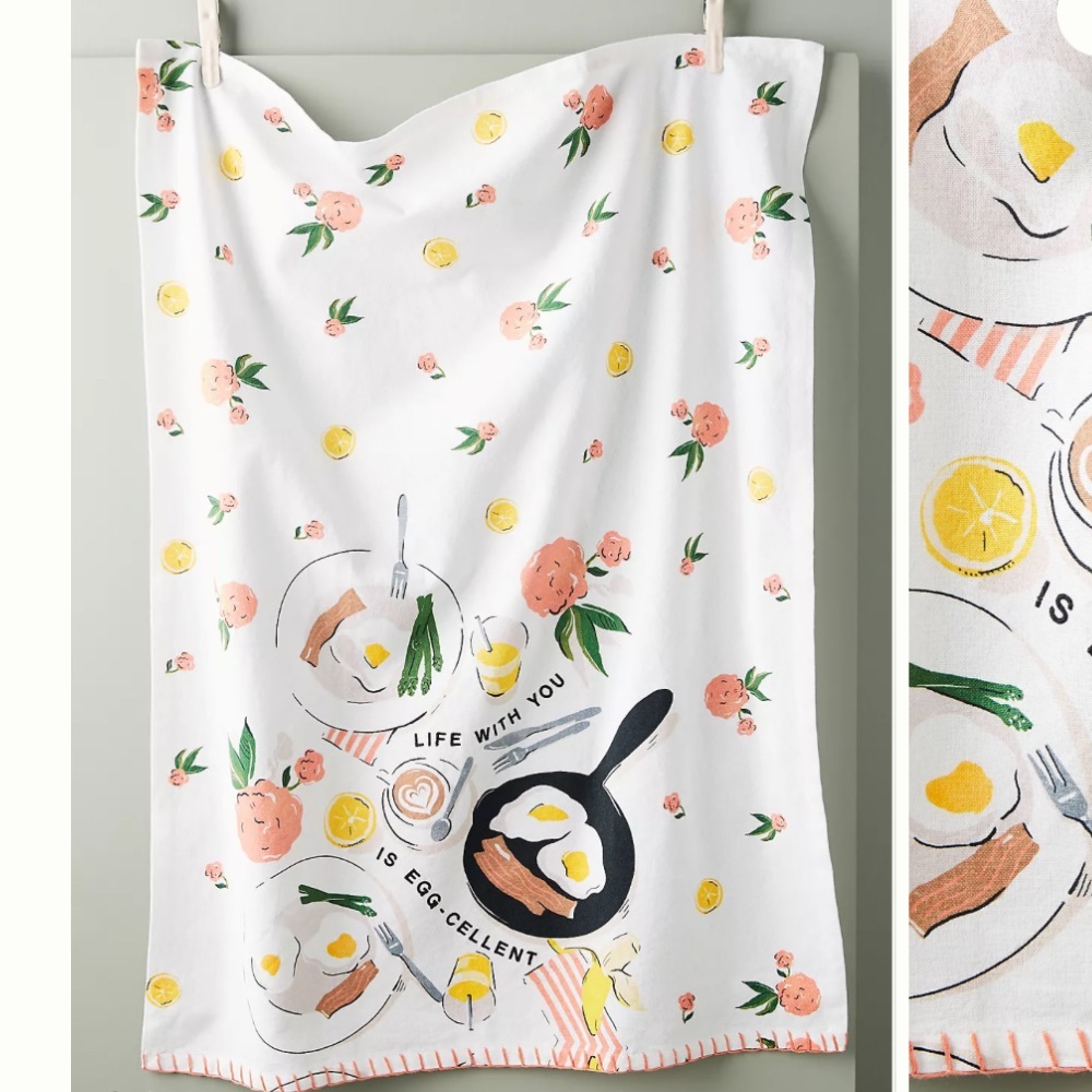 Anthropologie x Amy Heitman Eggcellent Dish Towel
